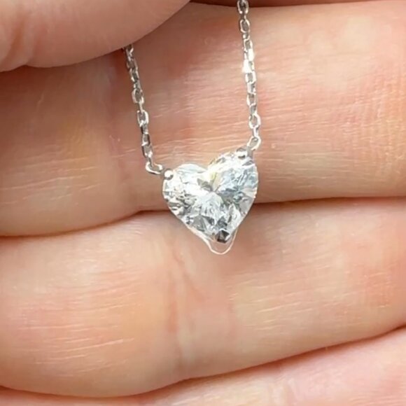 2.00 Carat Heart Brilliant Lab-Grown Diamond Pendant in 14K White Gold - Picture 4 of 5